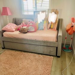 Twin Trundle Bed with one mattress. 