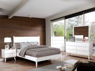 CM7386WH - White Mid-Century Bedroom Set