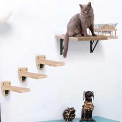 Cat climbing frame cat wall rack, comes with 2 cat food racks and food bowls, 3 steps