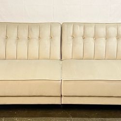 Tufted Transitional Sofa/Couch/Sleeper , Tan Velvet *Free Delivery*