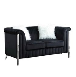 "Fara Black Velvet 2 Piece Sofa & Love Seat ONLY $999 Pay Upon Delivery
"
