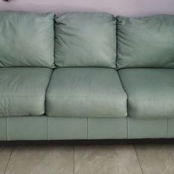 Light green leather couch
