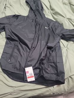 Nike Repel Nike Running Women’s Black Hooded Full Zip Windbreaker Ripstop L