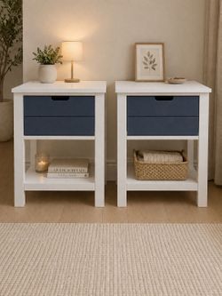 Nightstand Set of 2, Farmhouse 1 Drawer Night Stand, Wooden Bedside End Table with Storage Side Table for Bedroom