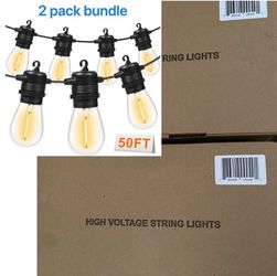 New 50FT LED Outdoor String Lights 2 pack Bundle