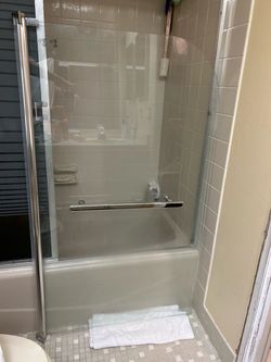 54” Height x 32” Wide Bathtub Tempered Frameless Hinged Glass Single Rotating 180 Degree Door
