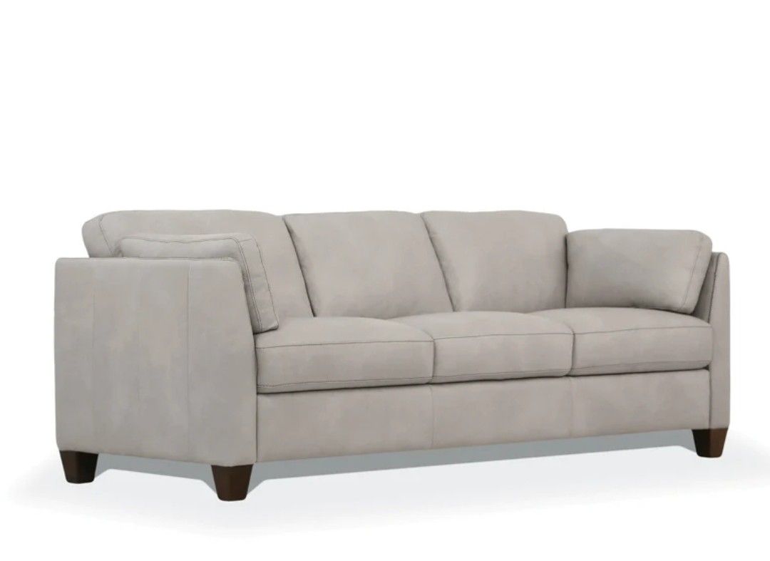 Matias Dusty White Leather 3-Piece Living Room Set