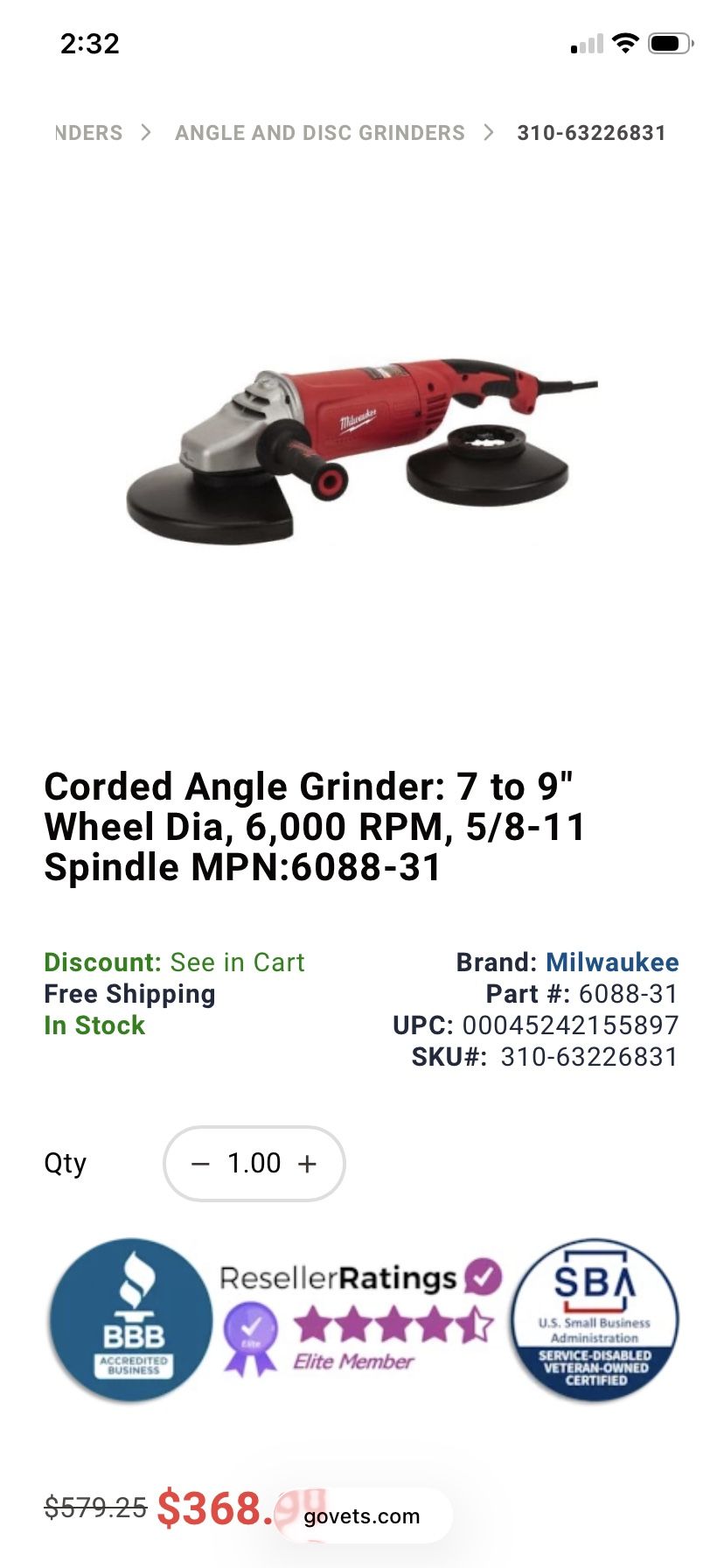 Milwaukee Angle Grinder Heavy Duty