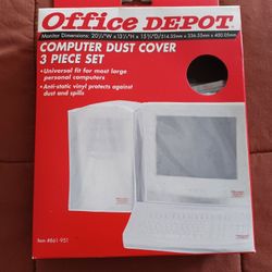 Office Depot 3 Piece Set Computer Dust Cover New In Box/never Used 