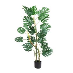 Fake Monstera Deliciosa Plants Tree 4.5ft Tall, Artificial Swiss Cheese Plant with Different Turtle