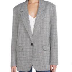 NWT Steve Madden women grey plaid blazer 