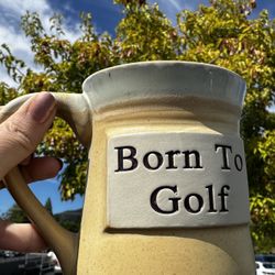 Born To Golf Pottery Coffee Mug Cup Gift 