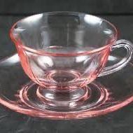 VTG Set of 1 (one) Fostoria, Fairfax No. 2375, Pink Cup and Saucer Set For Tea   This set of Fostoria Fairfax No. 2375 cup and saucer set in a lovely 