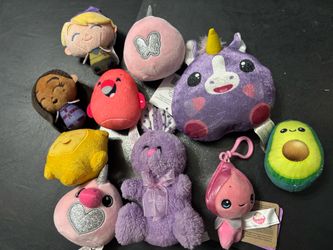 Mixed Small Stuffed Animals & Keychain Plush Lot - 10 Count