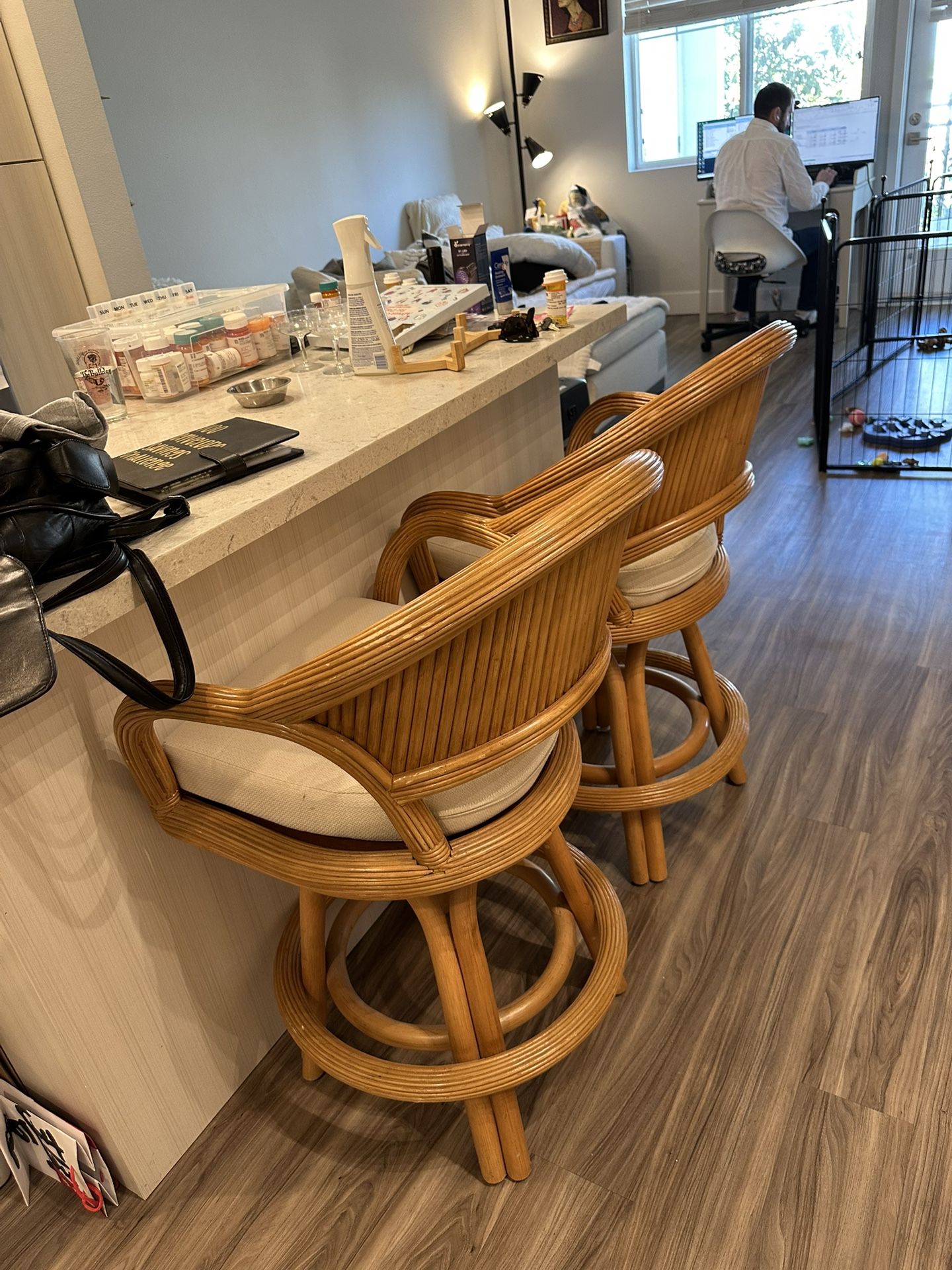 Vintage Wicker Bar Stools