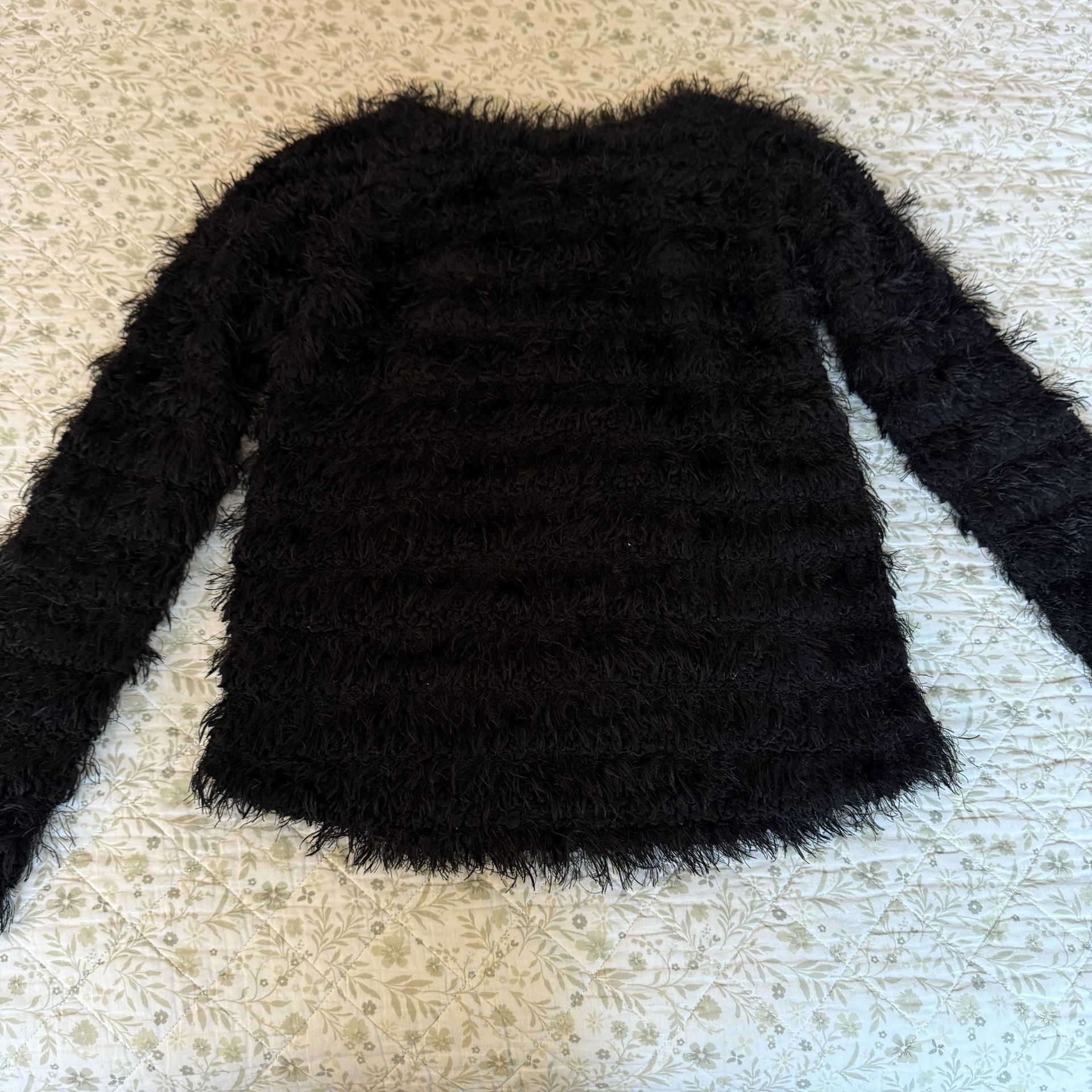 Black fuzzy long sleeve top