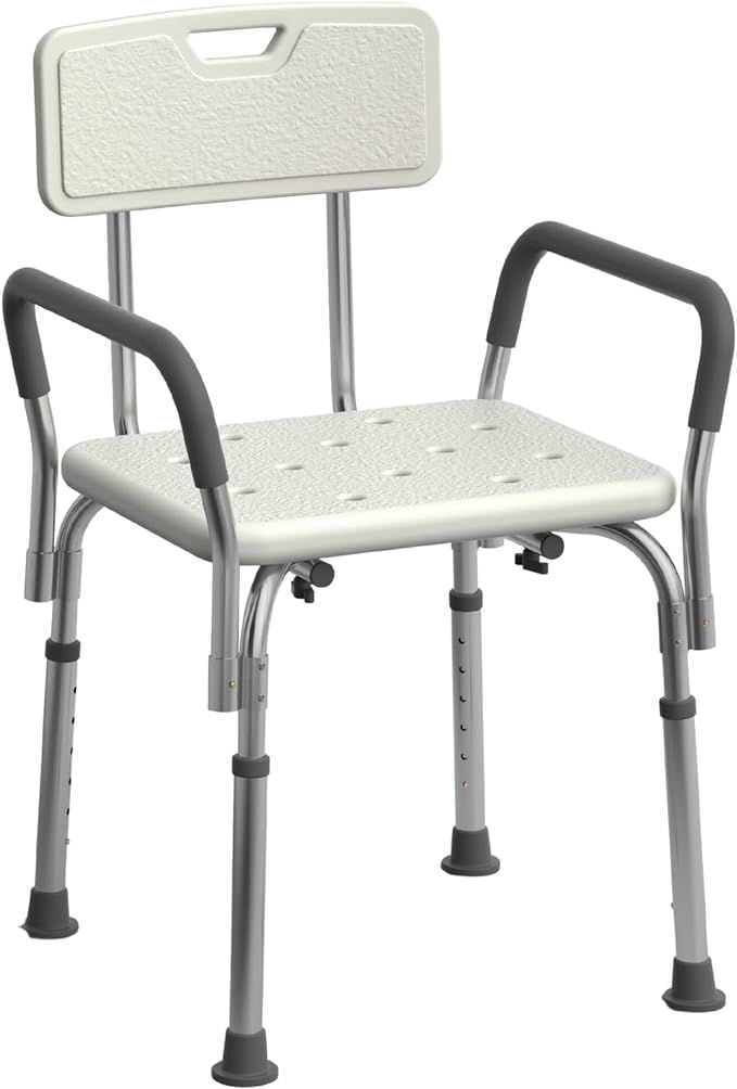Medline Shower Chair with Backrest and Padded Armrests - 350 lb. capacity