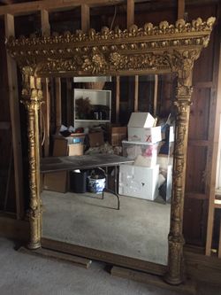 Antique gold mirror with 3 inch beveled glass