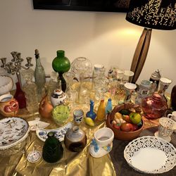 Crystal, Vases, Candle Holders ETC