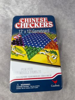Chinese Checkers Game Cardinal 2005 Tin Storage Case Glass Marbles Complete