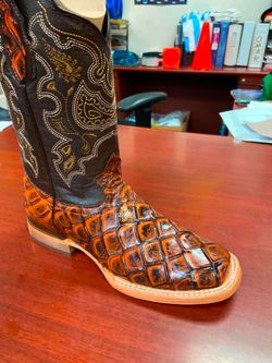 Nuevas botas vaqueras de piel punta cuadrada para hombre