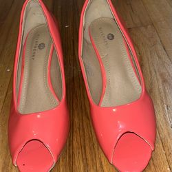 Coral Peep Toes Heels