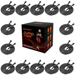 HELLOBOZS 14 Pack Black Adjustable PVC Jump Rope for Cardio Fitness - Versatile Jump Rope for Kids Women Men Gift -Tangle-Free for Keeping Fit, Traini