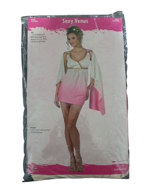 Sexy Venus Adult Woman's Halloween Costume. Size M/L .*Mini Dress *Gold Leaf Headpiece. (New)