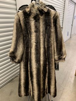 Chinchilla Faux Fur Coat 52” Full length Size XXS