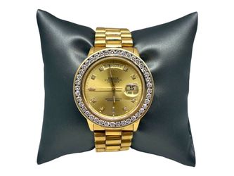 1990 ROLEX 36MM DAY-DATE 18K GOLD DIAMOND PRESIDENTIAL -18238! (CMP126241)