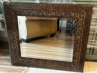 Rustic Bronze Embossed Metal Wall Mirror