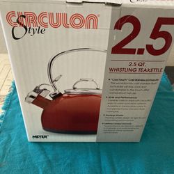 Circulon 2.5Qt Red Whistling Tea Kettle 