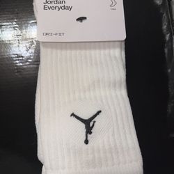 Jordan Dri-FIT Crew Socks White 3 Pairs Size L Men's DX9632-100