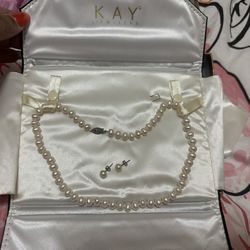 Kay’s Pearl Necklace And Earrings Set