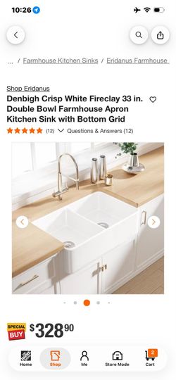Eridanus Fireclay 33 in. Double Bowl Farmhouse Sink