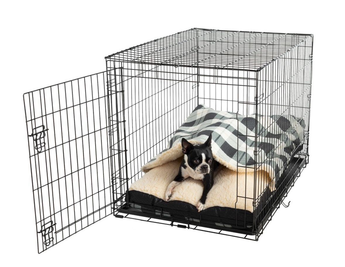 Small Double Door Dog black metal cage crate foldable 18x24