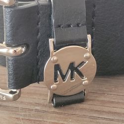 Michael Kors XL Black Vegan Leather Belt W/ silver buckle/accents 