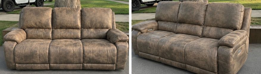 Brown leather couch