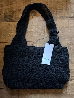 The Sak Black Crochet Shoulder Bag Handbag New With Tags NWT