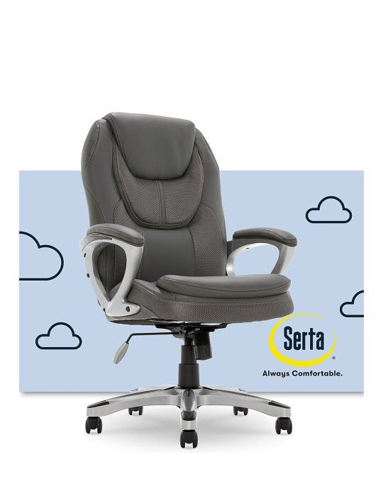 Serta -Amplify Work or Play Ergonomic High-Back Faux Leather Swivel Executive Chair with Mesh Accent