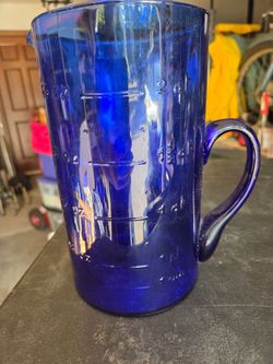 Cobalt Blue Glass Measuring Pitcher