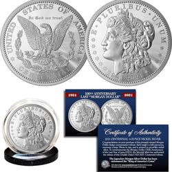 36

100th Anniversary Final Morgan Silver Dollar Coin w/ Certificate

