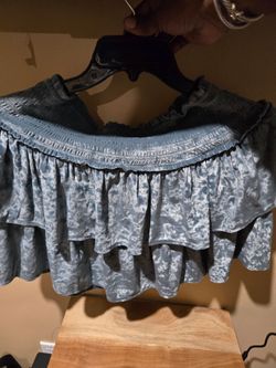 Green Crushed Velvet ruffled skort
