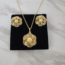New 18k Gold Plated Necklace and Earring Set Mother's Day Gift 