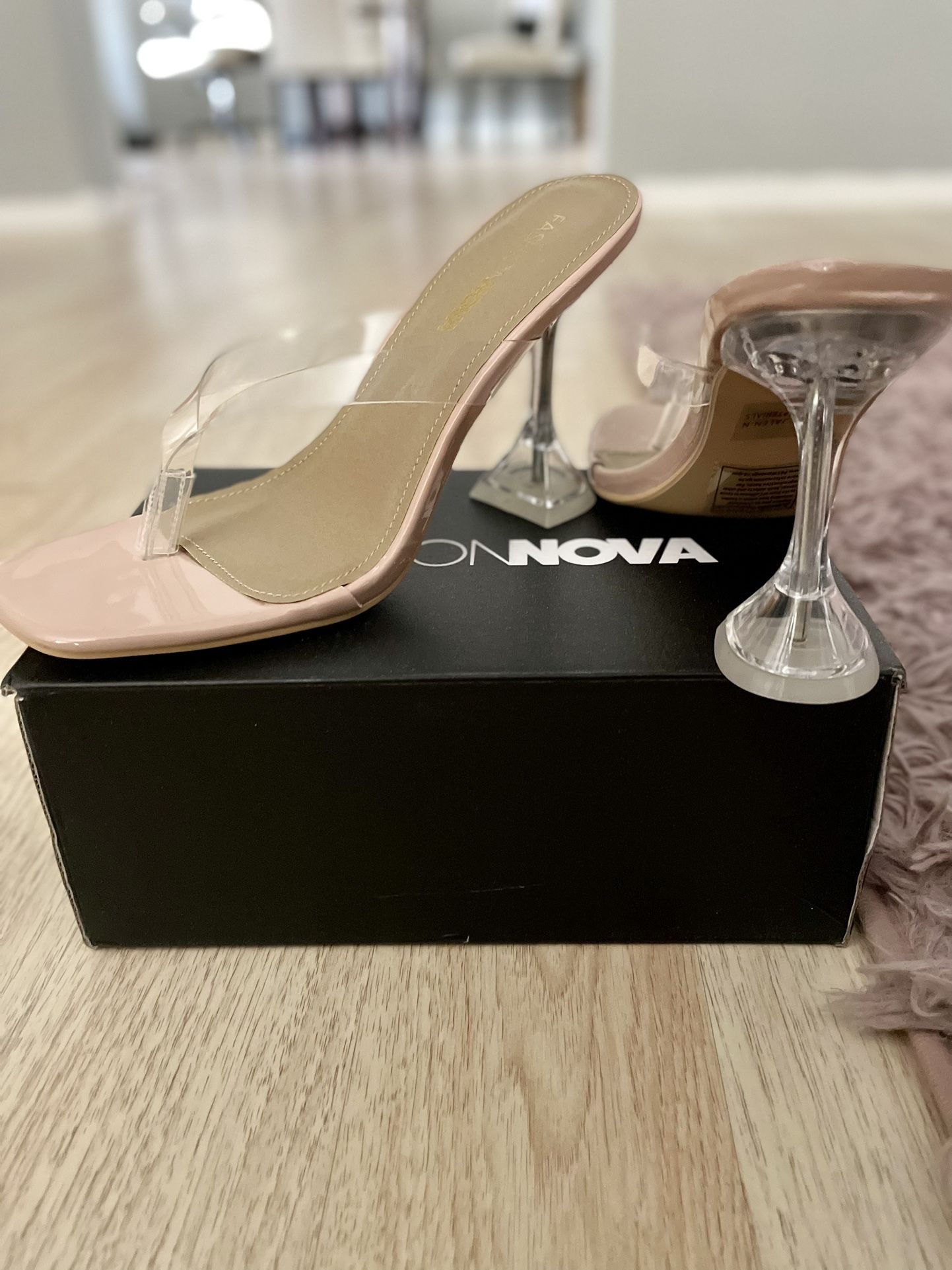 Clear Heels size 8 Light Pink/Tan Color