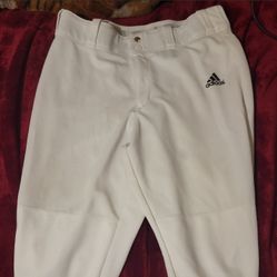 Adult Medium Short White Adidas Baseball Pants