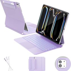New ipad Pro 13 inch Case with Keyboard (M5 2025 / M4 2024) Purple