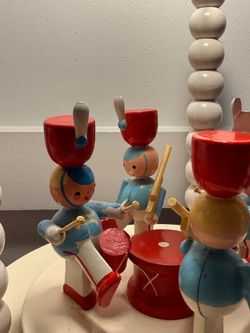 VTG 60’s Nursery IRMI Wooden Musical Carousel Lamp Marching Soldiers Rotates “March of the Soldiers”