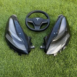 Tesla Model 3 Steering Wheel & Headlights 2019