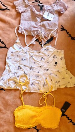 Forever 21 S Smocked Top, Hollister Babydoll Top,  Hollister Smoked Square Bikini Top